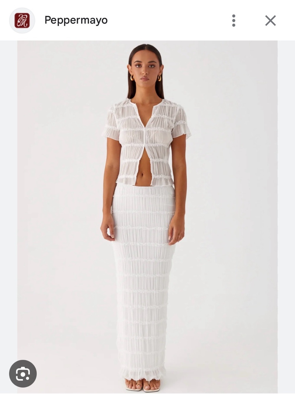 Peppermayo Daydreaming White Textured Maxi Skirt (M) with Matching Top (S)